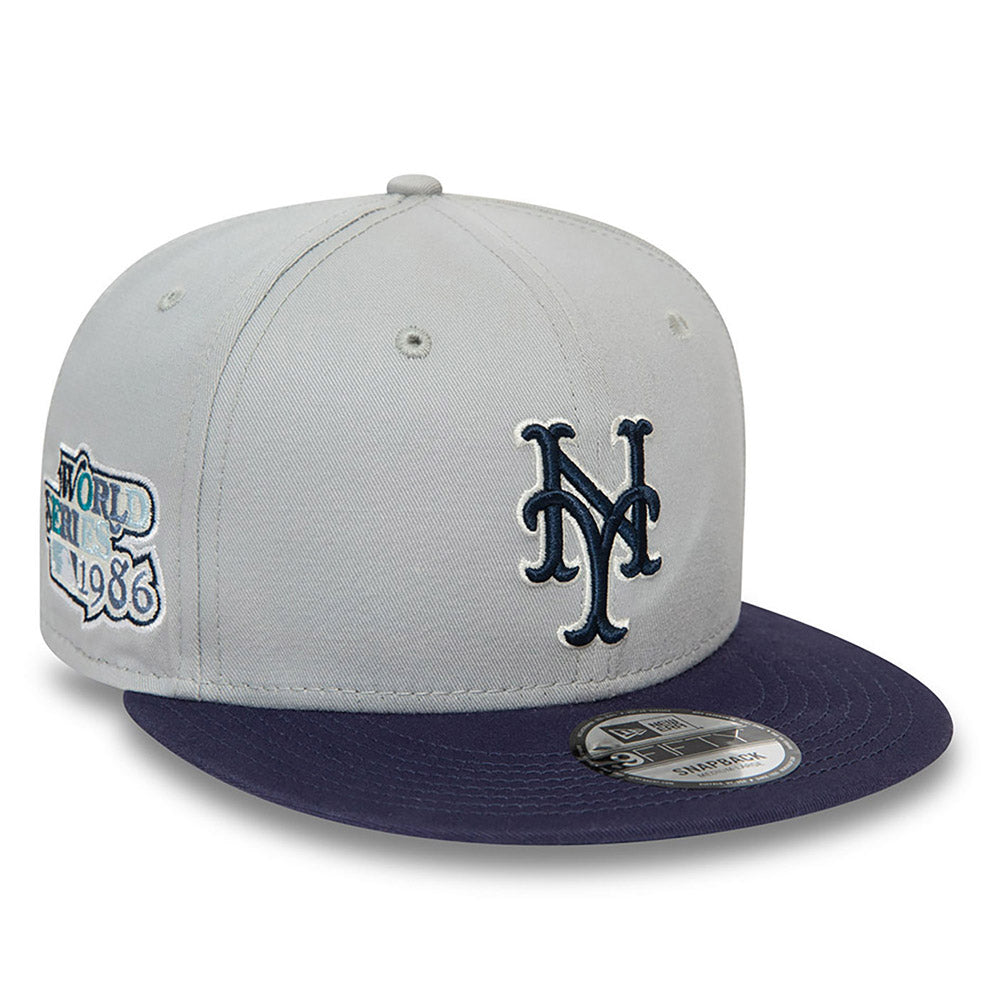 New Era - 9Fifty MLB Logo NY Mets Patch Snapback- Grey/Navy