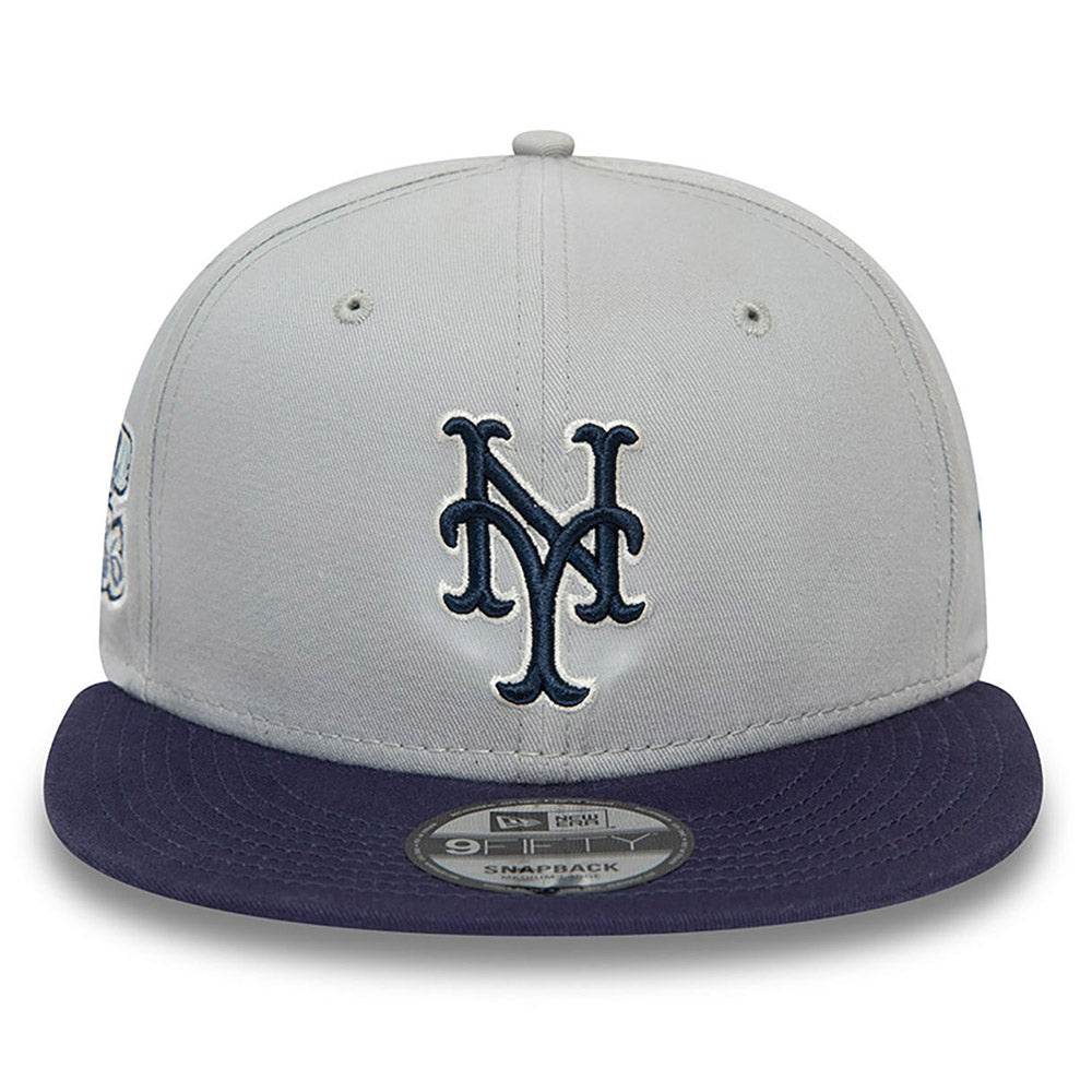 New Era - 9Fifty MLB Logo NY Mets Patch Snapback- Grey/Navy