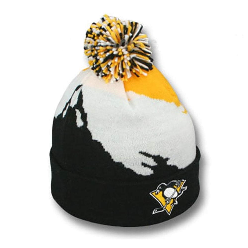 Mitchell & Ness - Penguins Paintbrush Pom Beanie - White/Black/Yellow