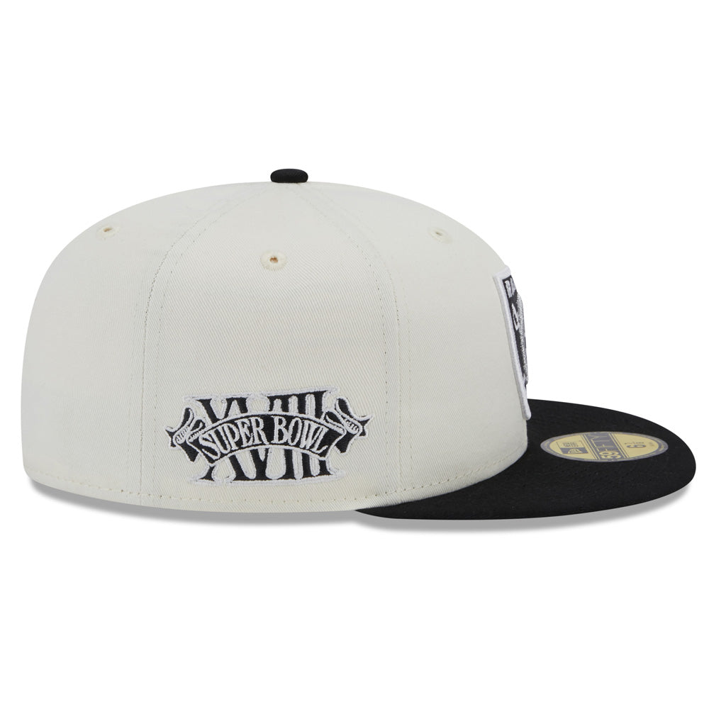 New Era - 59Fifty Fitted Side Patch Raiders Cap - Off White/Black