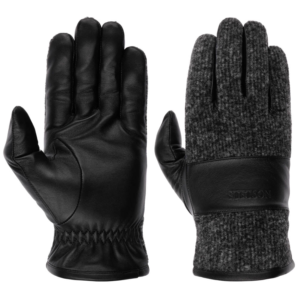Stetson - Sheep Nappa/Woolen Jersey Gloves - Black