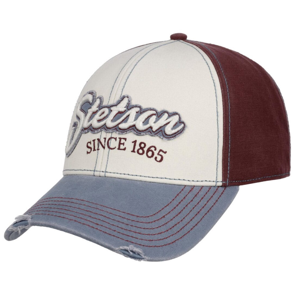 Stetson - Vintage Distressed Baseball  Cap - Blue/Burgundy