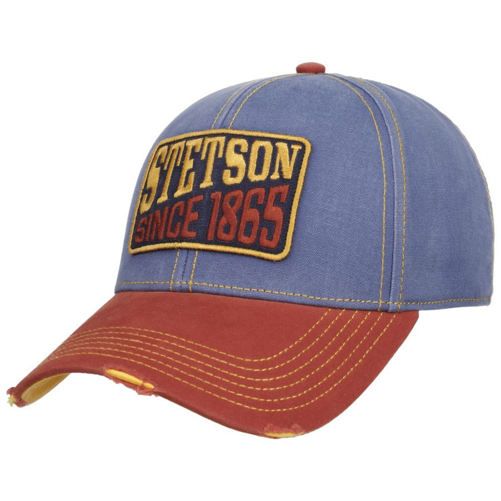 Stetson - Vintage Distressed Baseball  Cap - Blue/Red