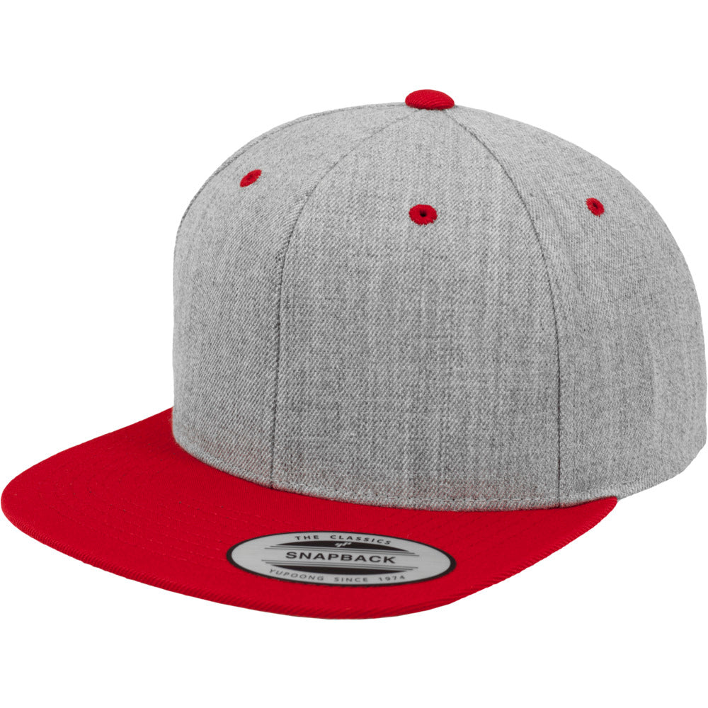 Yupoong - Snapback - Heather Grey/Red - capstore.dk