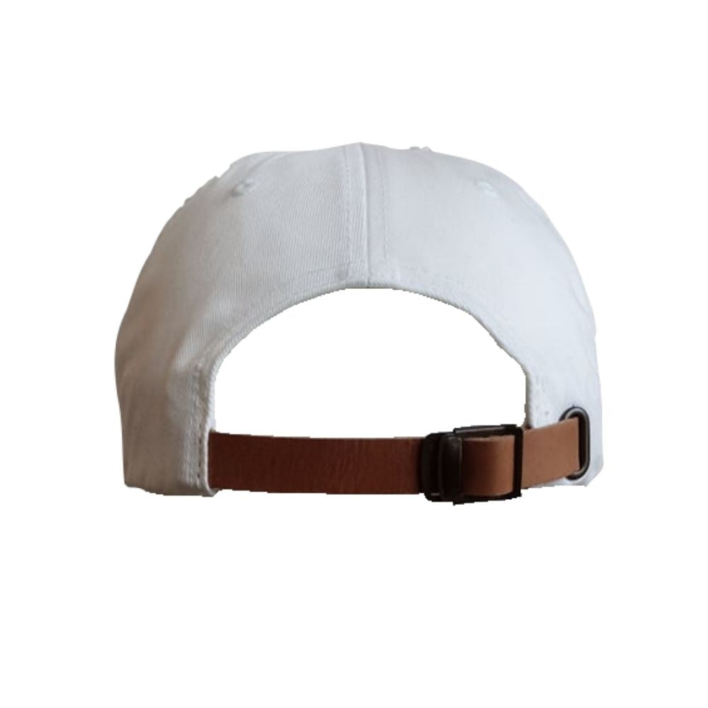 Yupoong - Leather Strap Dad Cap - White - capstore.dk
