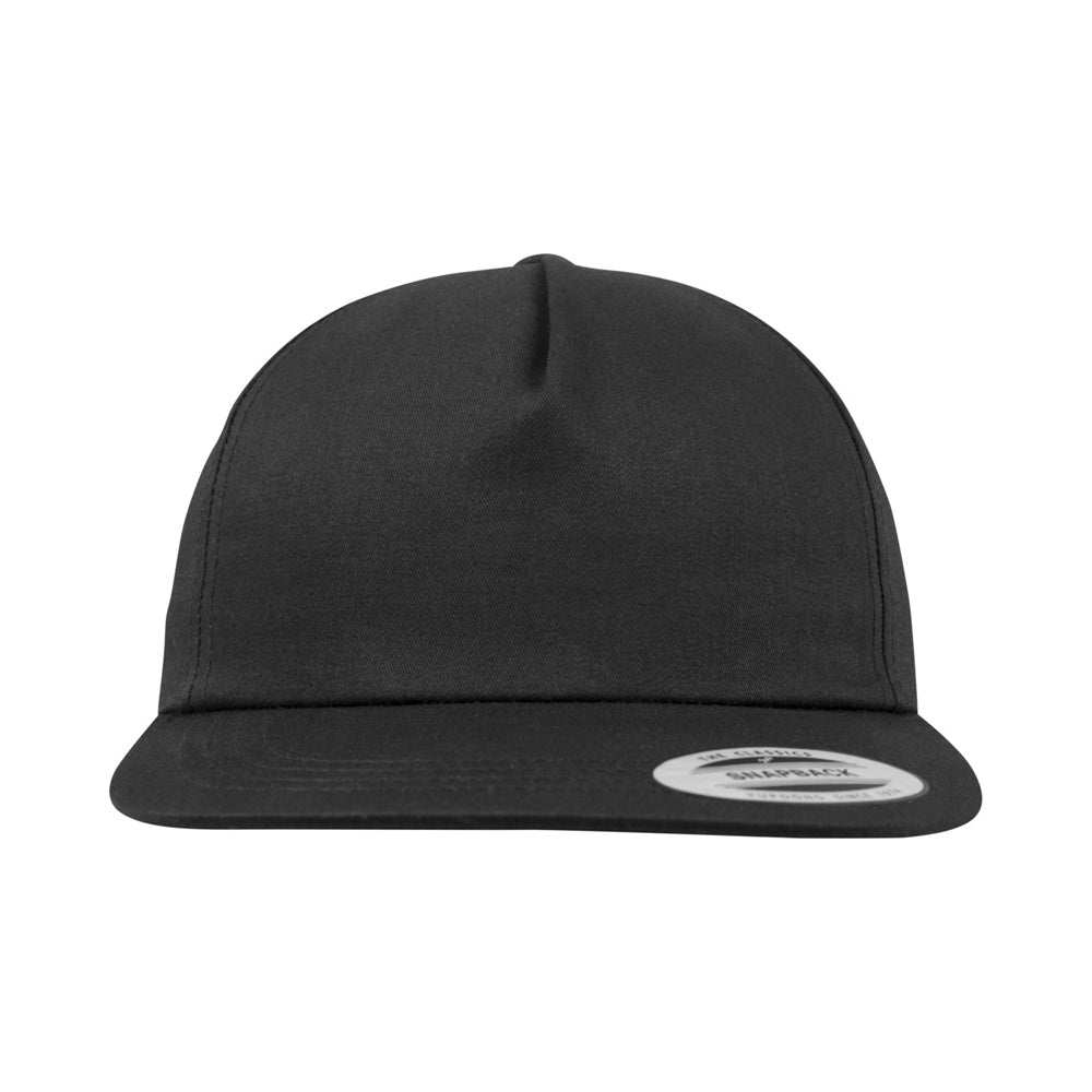Yupoong - Unstructured 5-Panel Snapback - Black - capstore.dk